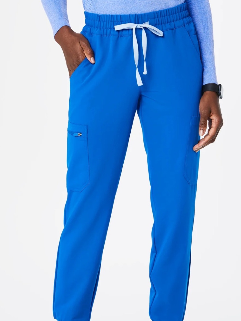 Figs Royal Blue Track Pants with Light Blue Drawstring